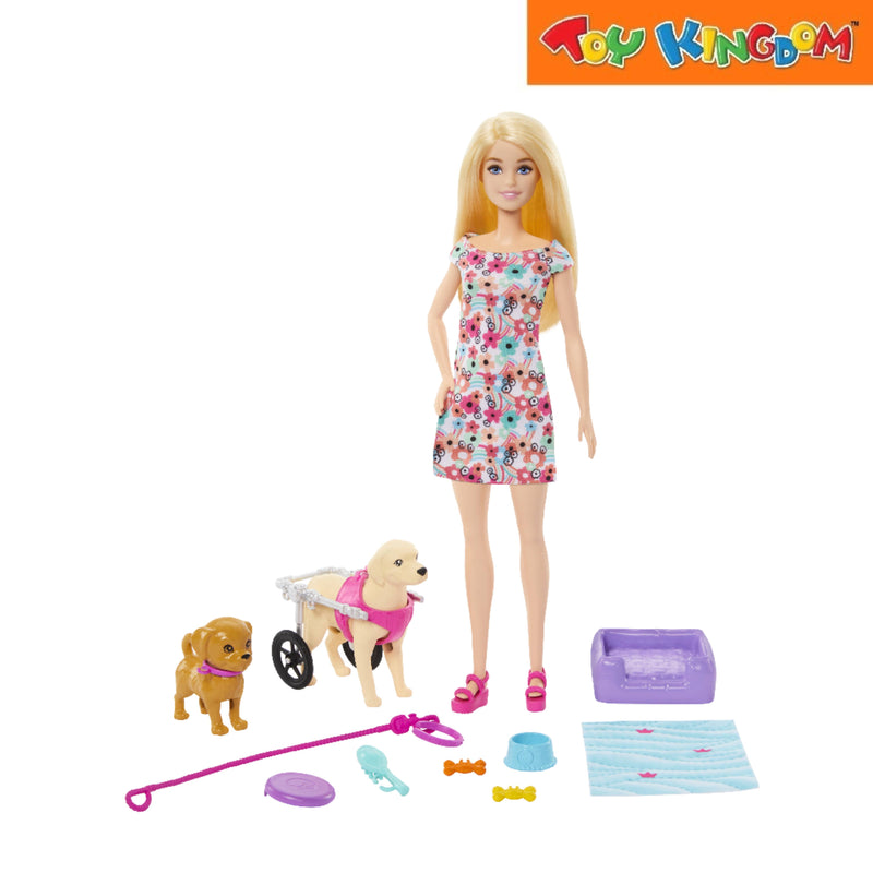 Barbie Doll With Puppy In Wheelchair Set Toy Kingdom