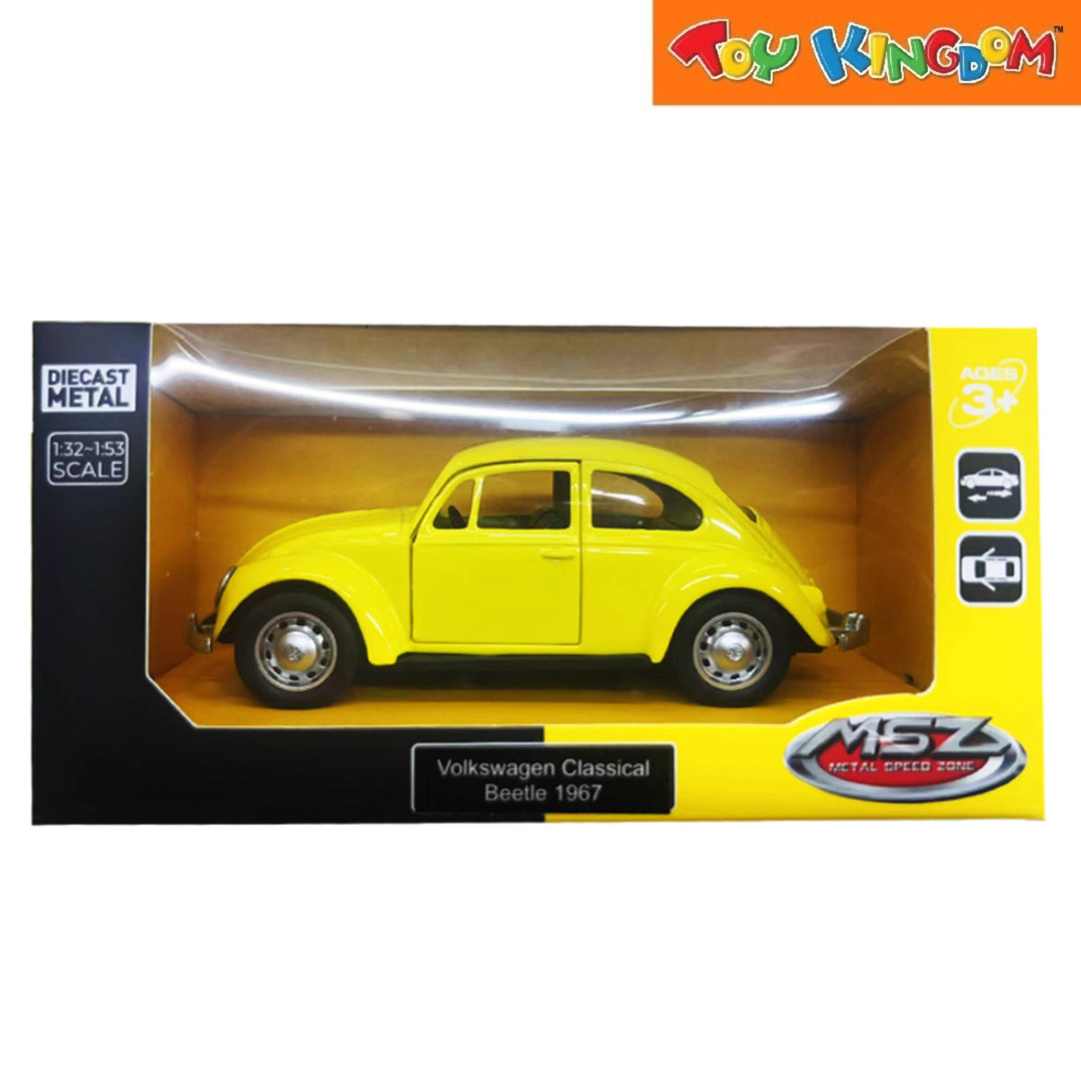 Metal Speed Zone Volkswagen Classical Beetle 1967 Yellow Die