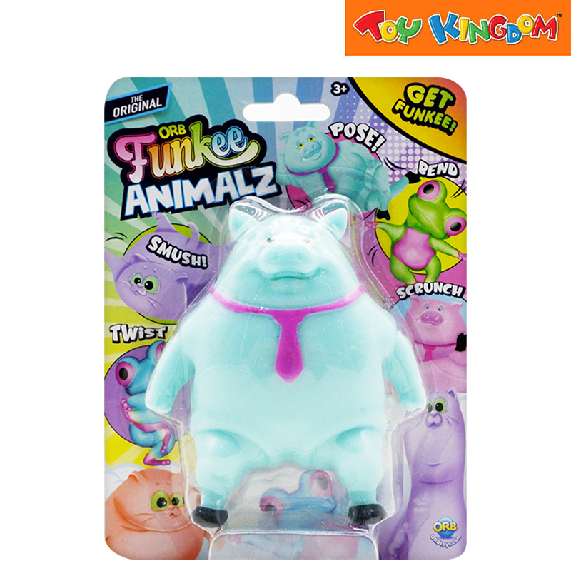 ORB Funkee Animalz Pig Light Blue Mega The Original Squishy Toys