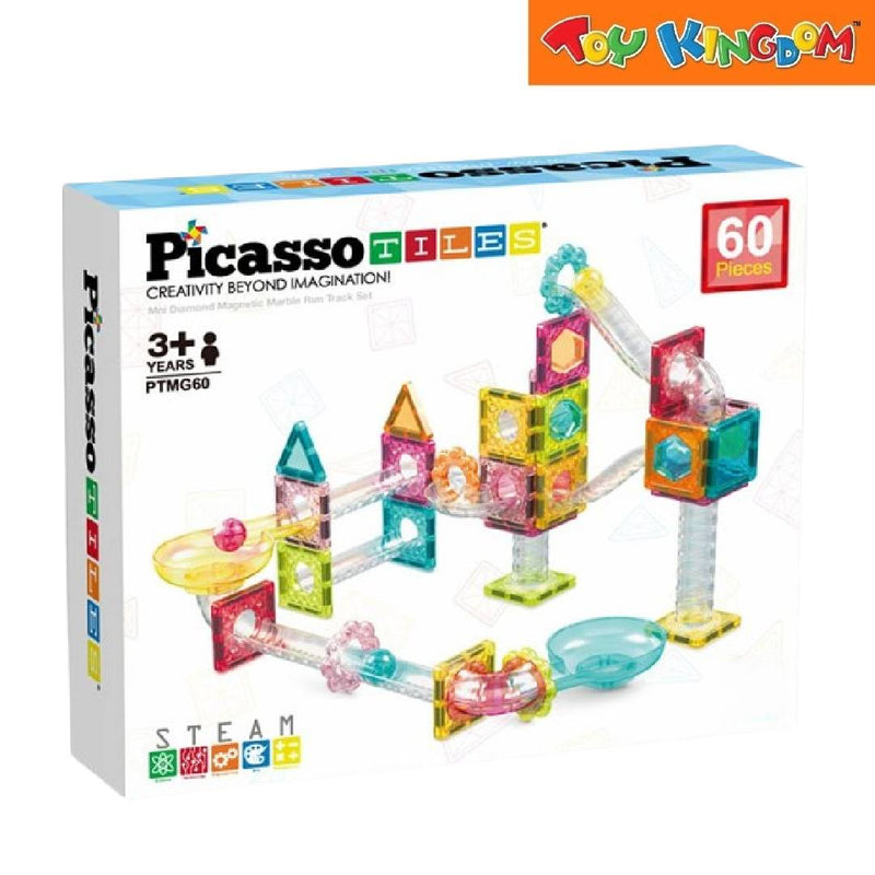 Picasso Tiles 60pcs Mini Diamond Magnetic Marble Run Track Set