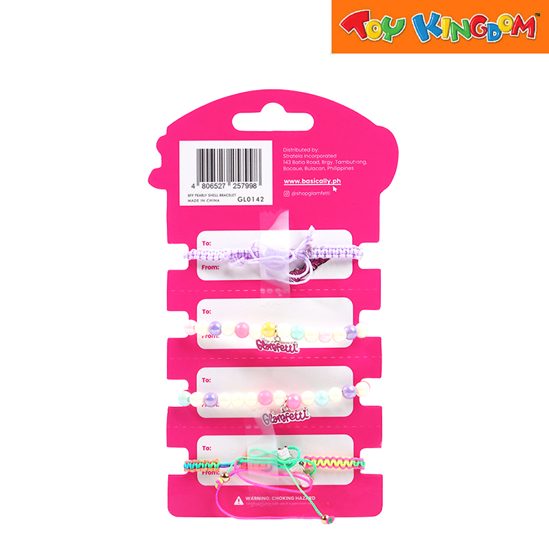 Glamfetti BFF Series 4pcs Rainbow Beads With Shell And Letter Beads Bracelet Set