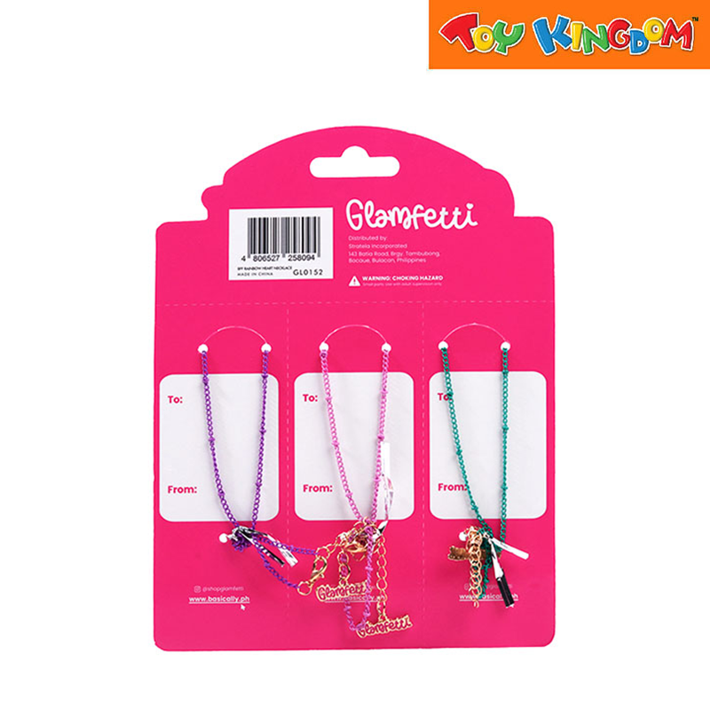 Glamfetti BFF Series 3pcs Rainbow Heart Necklace Set
