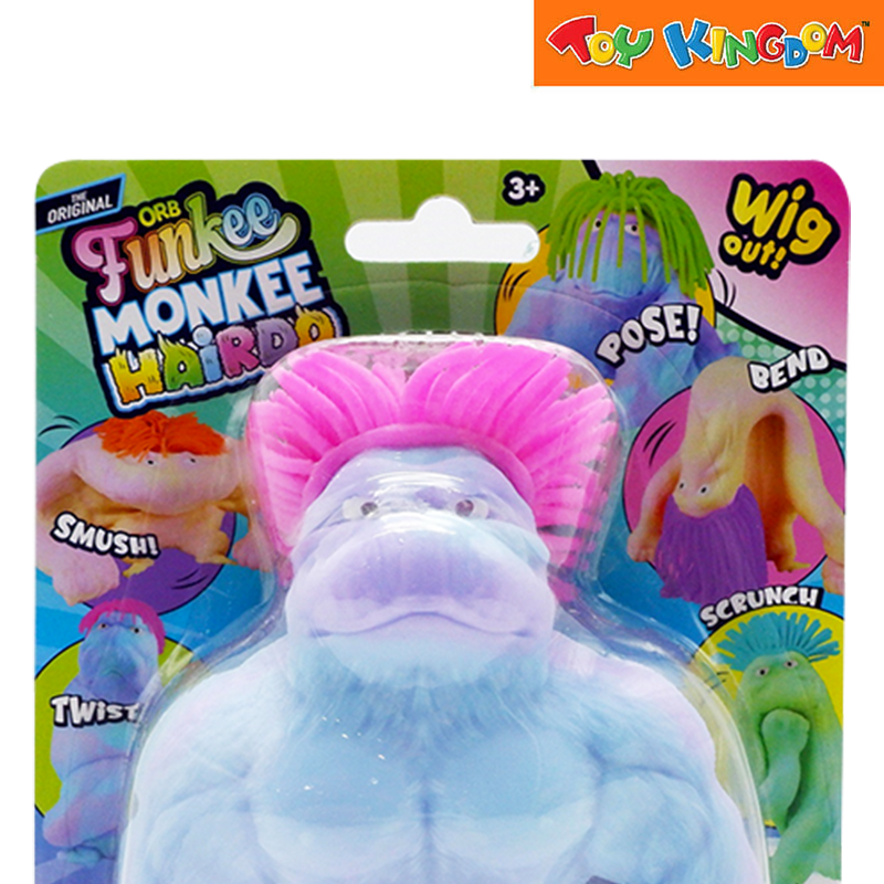 Orb Wig Out Funkee Monkee Hairdo Blue/Purple With Pink Hair Squishy Toys