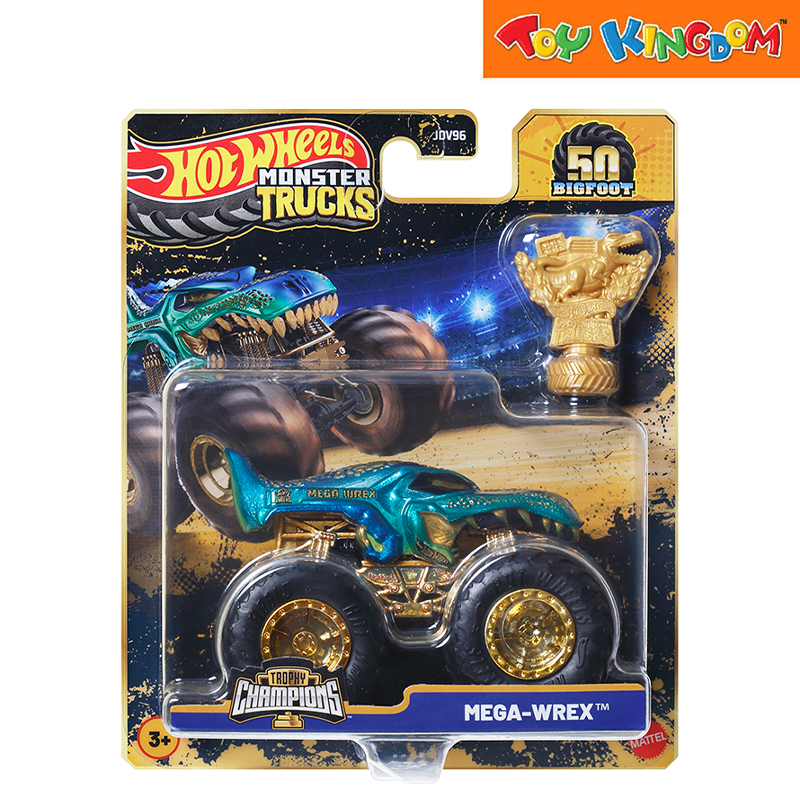 Hot Wheels Mega Wrex Bigfoot 50Th Anniversary Monster Trucks 1:64 Trophy Champion
