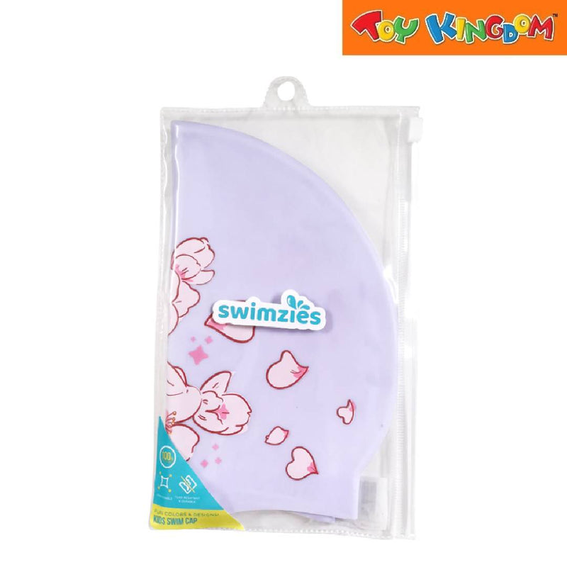 Swimzies Fun Colors & Designs Cherry Bloom Purple Kids Swim Cap