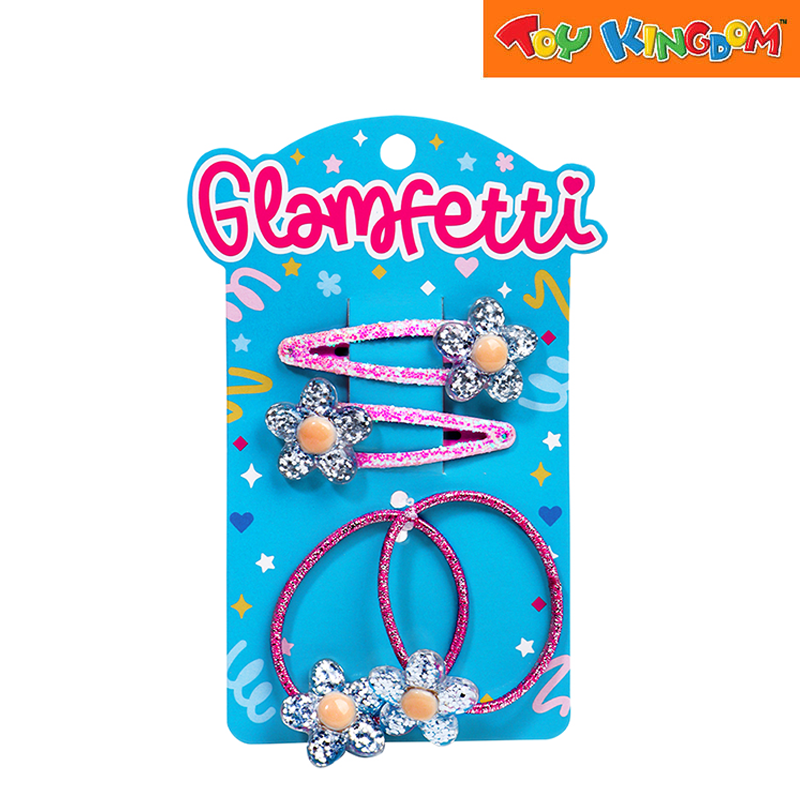 Glamfetti Flower Power Hair Clip and Hair Tie 4pcs Set Hair accesorries