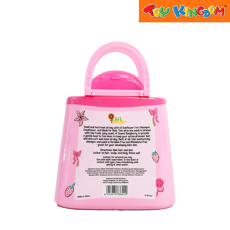 Glamfetti Lil Sunflower Kids 3-in-1 Shampoo Conditioner & Body Wash Sweet Raspberry 300ml