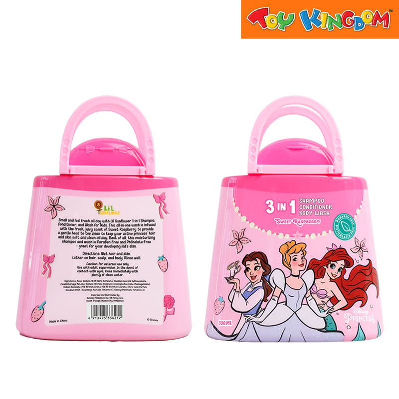 Glamfetti Lil Sunflower Kids 3-in-1 Shampoo Conditioner & Body Wash Sweet Raspberry 300ml