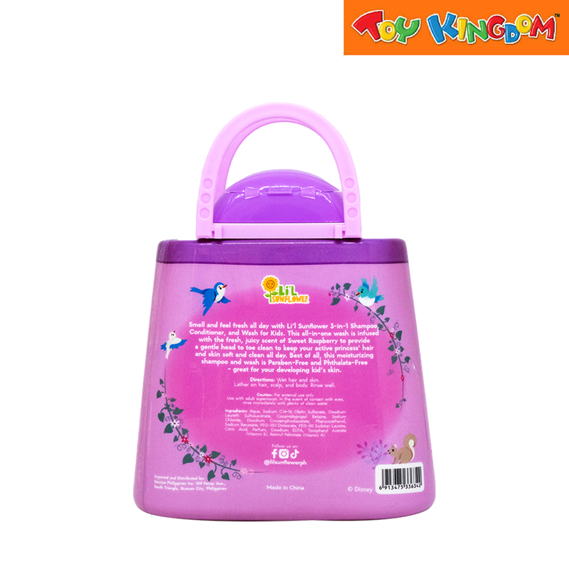 Glamfetti Lil Sunflower Kids 3-in-1 Shampoo Conditioner & Body Wash Sweet Raspberry 300ml