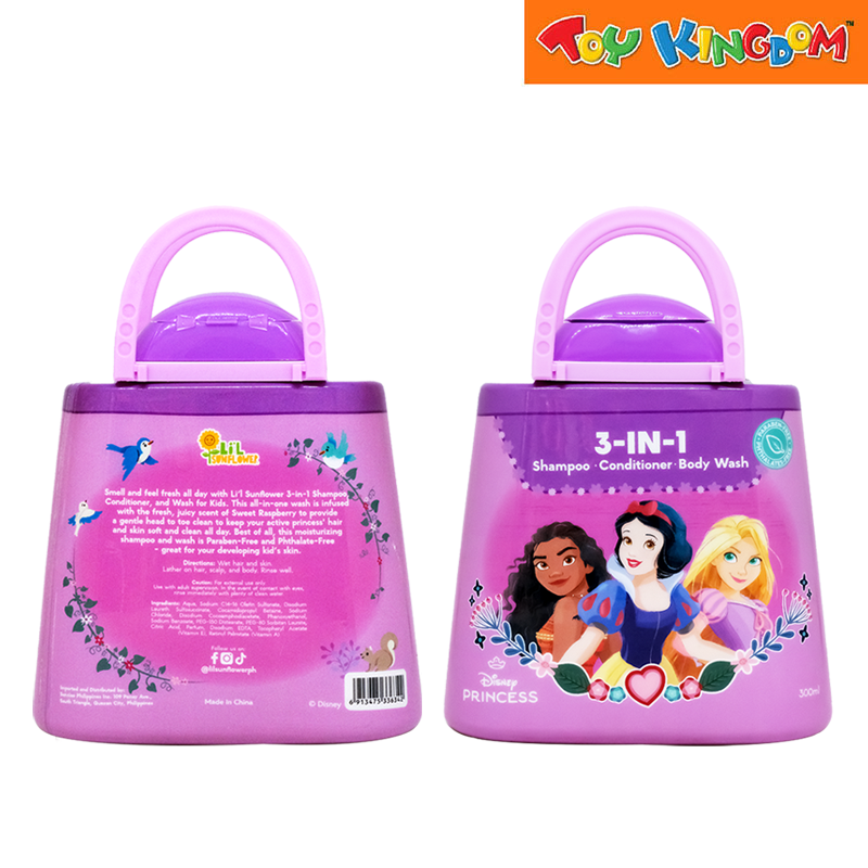 Glamfetti Lil Sunflower Kids 3-in-1 Shampoo Conditioner & Body Wash Sweet Raspberry 300ml