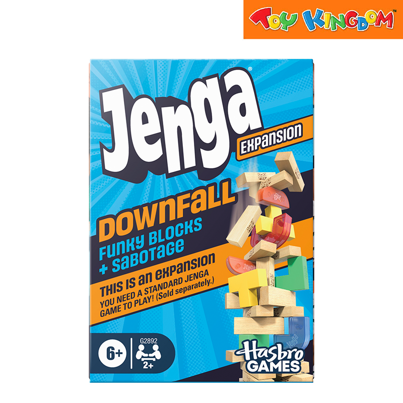 Hasbro Gaming Jenga Downfall Funky Blocks + Sabotage Expansion – Toy ...