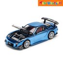 Pop Race Mazda RX7 RE-Amemiya Widebody Blue Chrome 1:64 Car Model