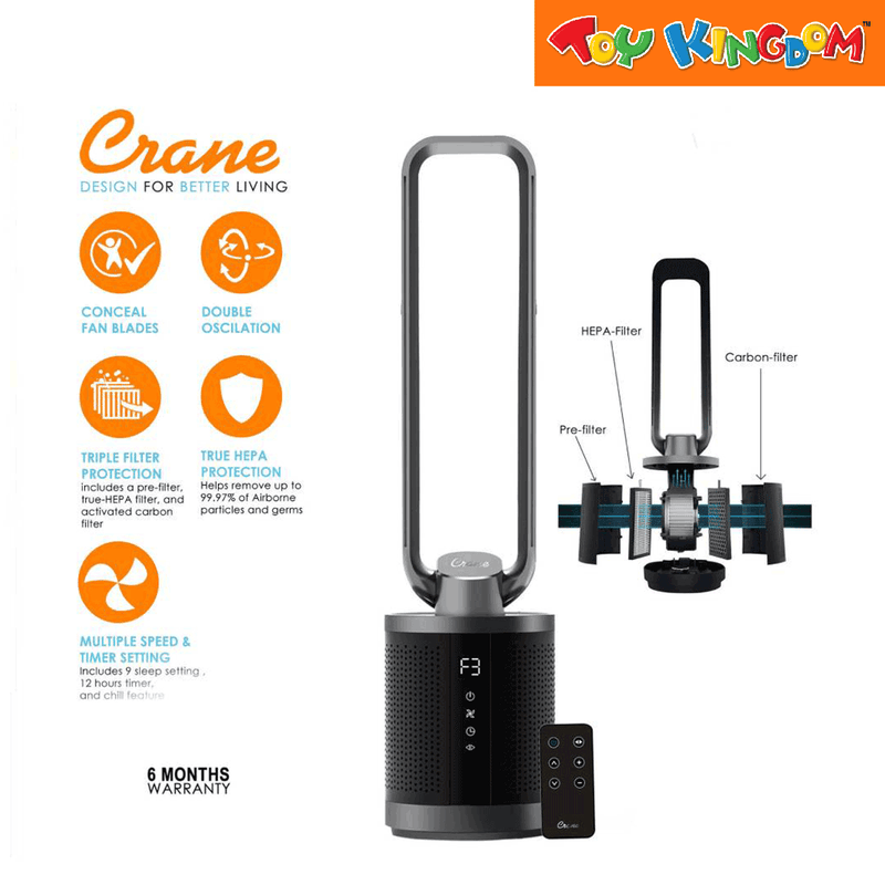 Crane 2-in-1 Air Purifier Bladeless Fan