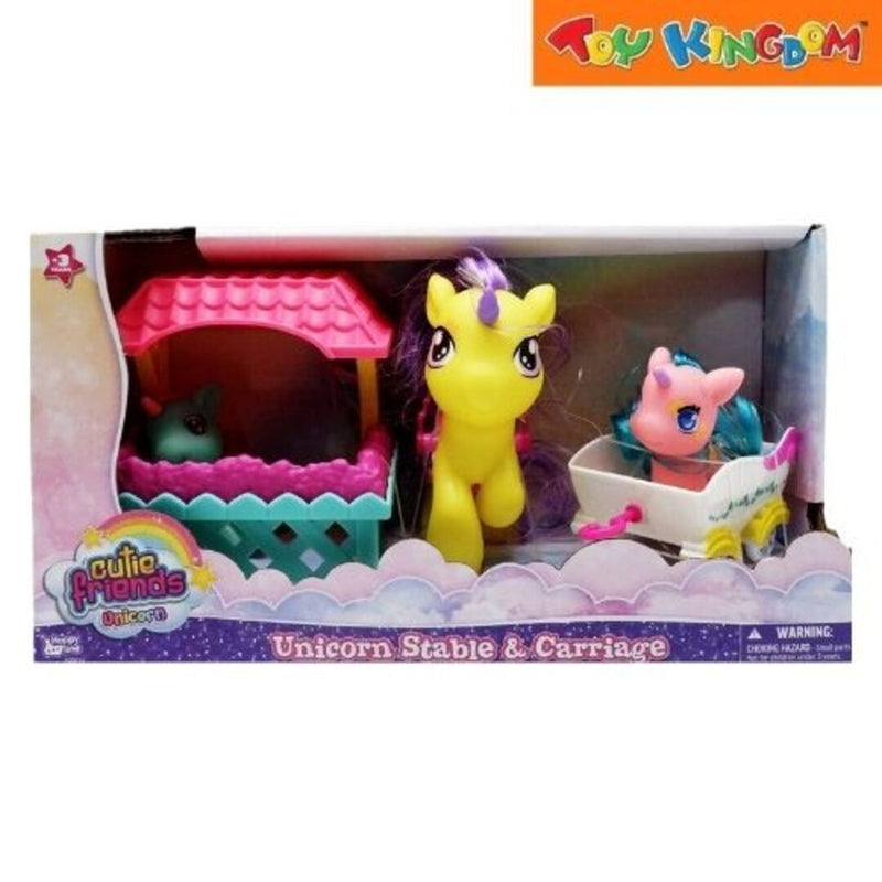 Happy Line Cutie Friends Yellow Unicorn Stable & Carriage