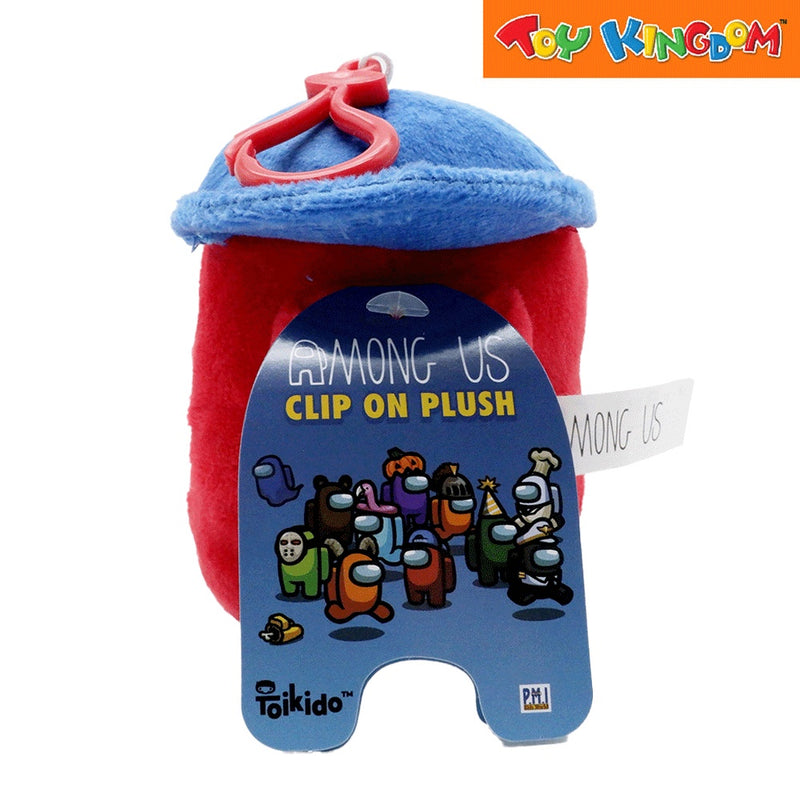 Among Us Clip On Plush Red with Blue Hat 13 cm Stuffed Toy