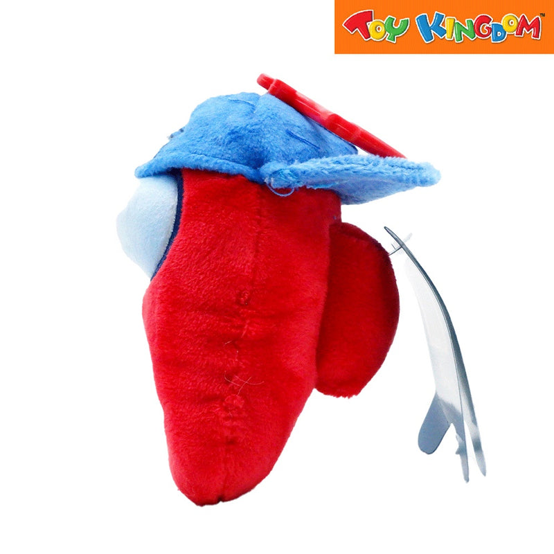Among Us Clip On Plush Red with Blue Hat 13 cm Stuffed Toy