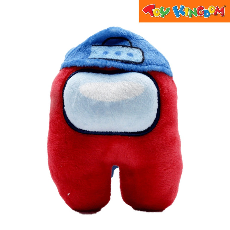 Among Us Clip On Plush Red with Blue Hat 13 cm Stuffed Toy