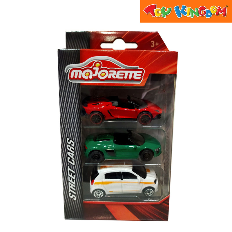 Majorette Street Cars Red, Green and White 3 Pack Die-cast Vehicle