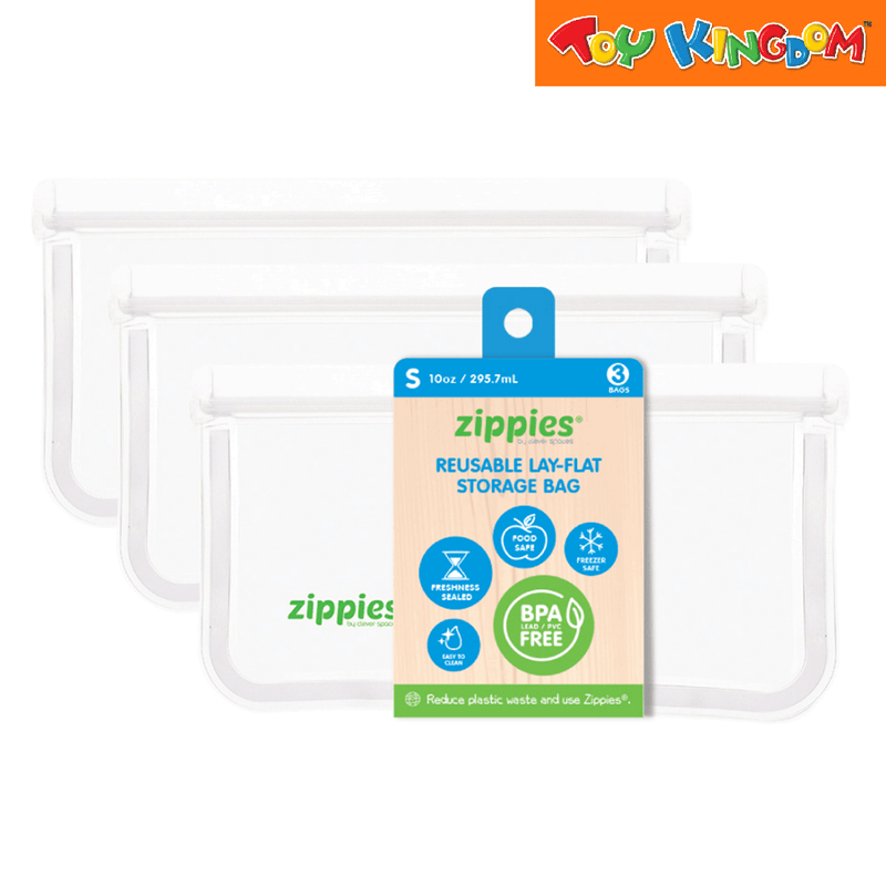 Zippies 3 pcs Small Reusable Lay-Flat Bags