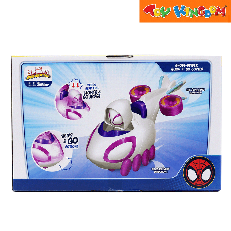 Disney Jr. Marvel Spidey and His Amazing Friends Ghost spider Glow 'n Go Copter Vehicle Playset