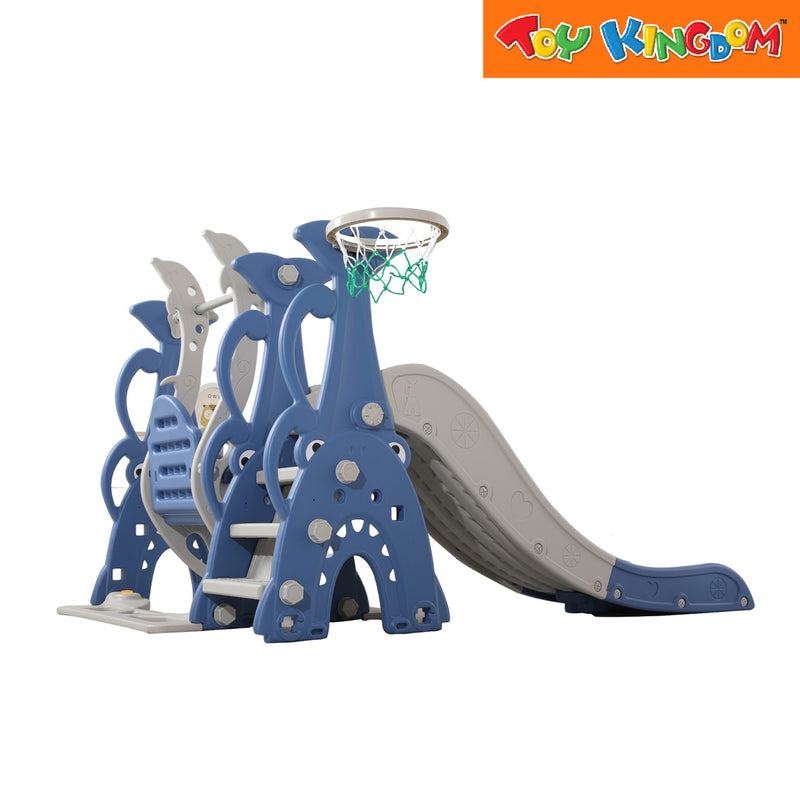 Blue 3-in-1 Slide, Swing and Basketball Hoop