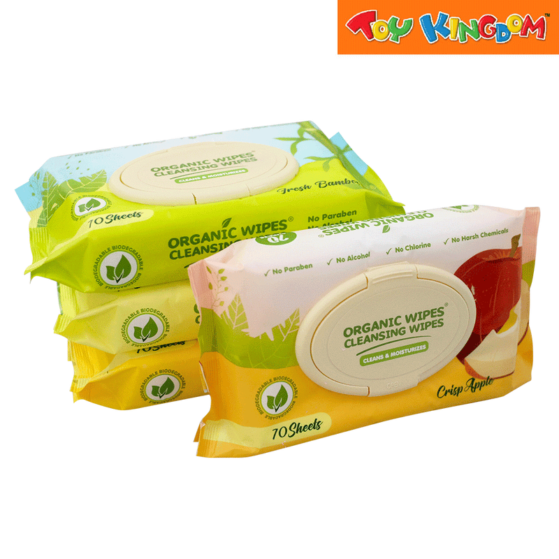 Organic Wipes Assorted 70 Sheets Pack of 4 Cleansing Wipes