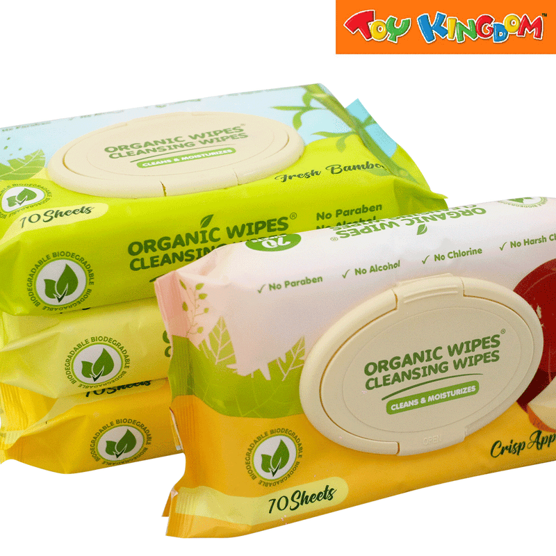 Organic Wipes Assorted 70 Sheets Pack of 4 Cleansing Wipes