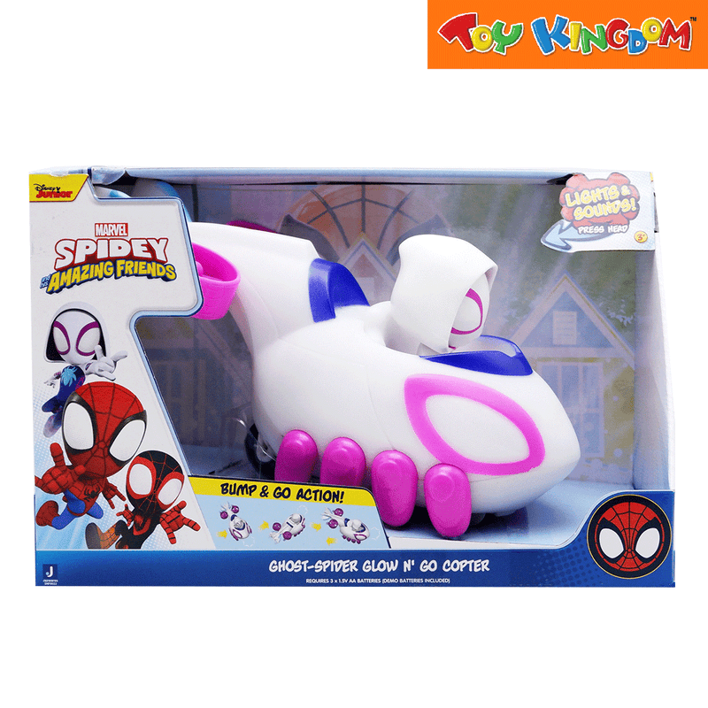 Disney Jr. Marvel Spidey and His Amazing Friends Ghost spider Glow 'n Go Copter Vehicle Playset