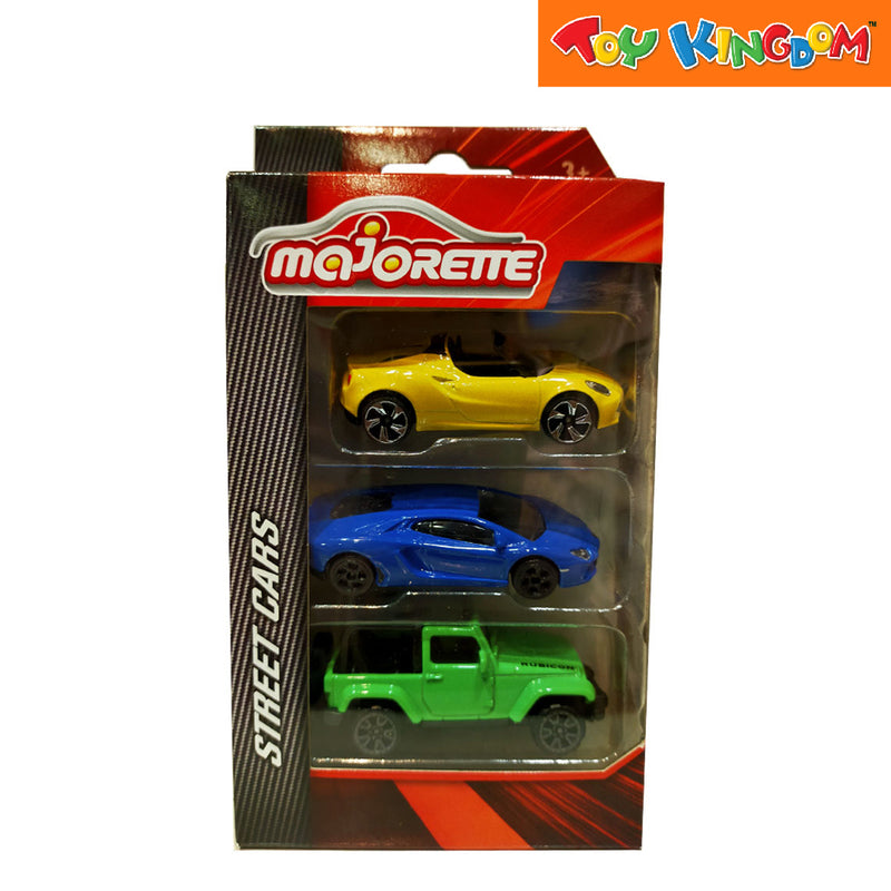 Majorette Street Cars Yellow, Blue and Green 3 Pack Die-cast Vehicle