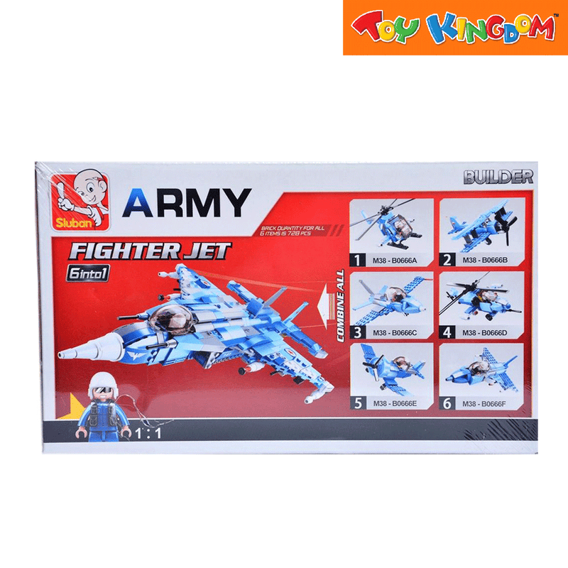 Sluban 6-in-1 Army Fighter Jet Building Bricks