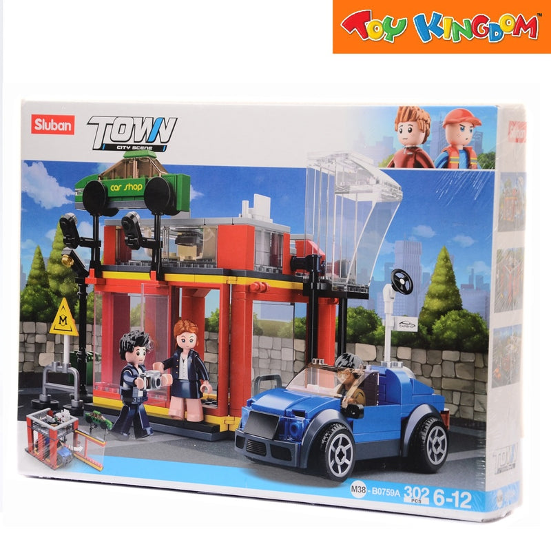 Sluban Town City Scene Car Shop Brick Set