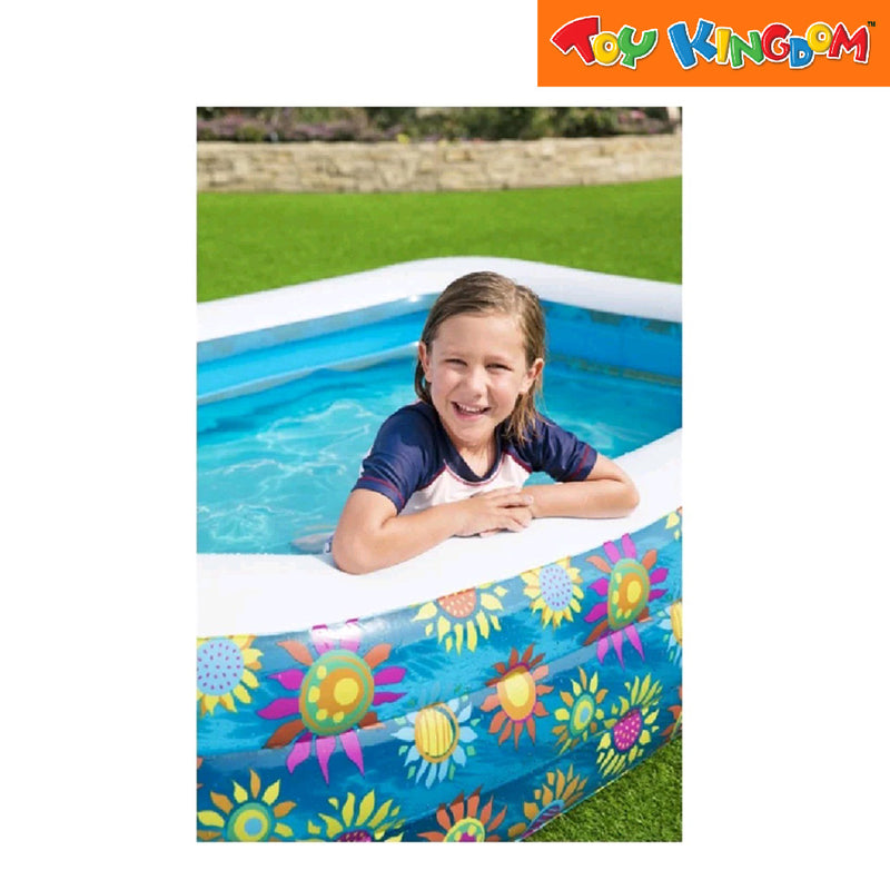 Bestway 7ft 60in x 60in x 22in Happy Flora Swimming Pool