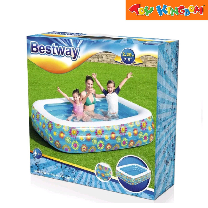 Bestway 7ft 60in x 60in x 22in Happy Flora Swimming Pool