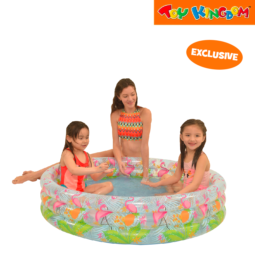 Jilong Sun Club 47 x 10-inch Flamingo 3 Ring Inflatable Pool for Kids ...