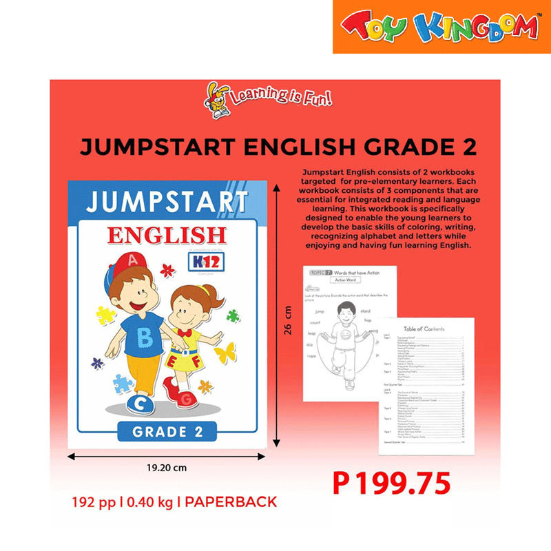 Learning is Fun Jumpstart English Reading and Writing Grade 2 Book
