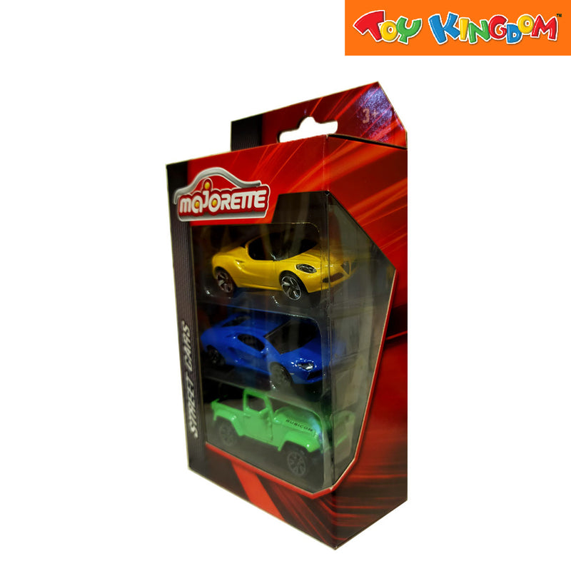 Majorette Street Cars Yellow, Blue and Green 3 Pack Die-cast Vehicle