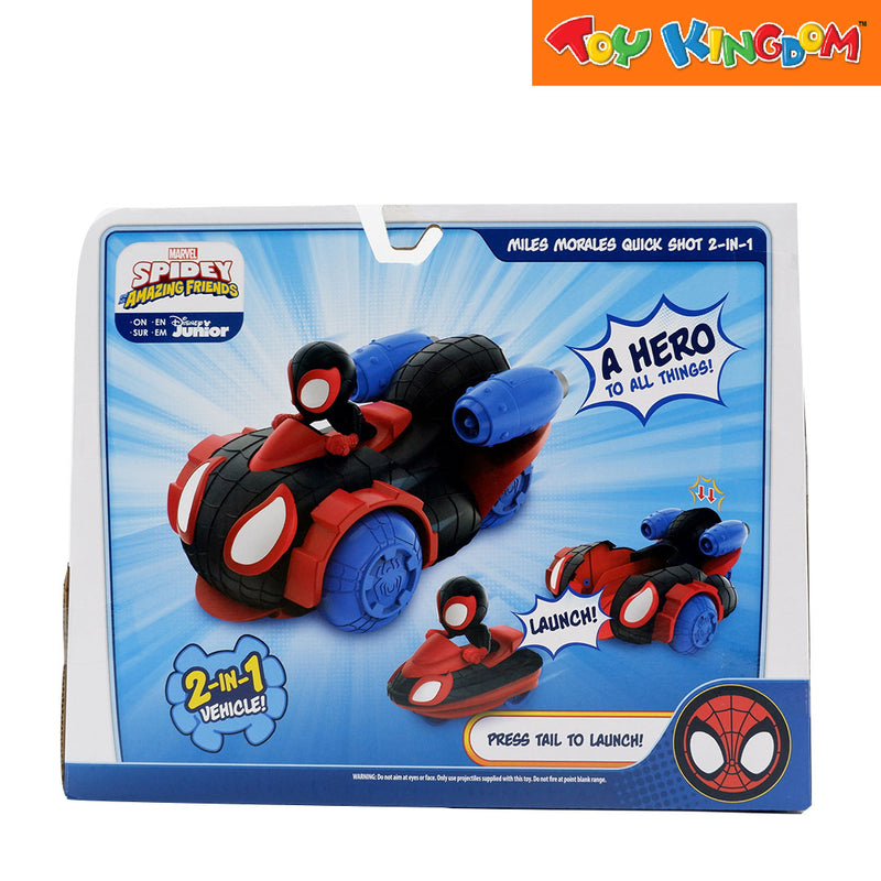 Disney Jr. Marvel Spidey and His Amazing Friends Miles Morales Quick Shot 2-in-1 Vehicle