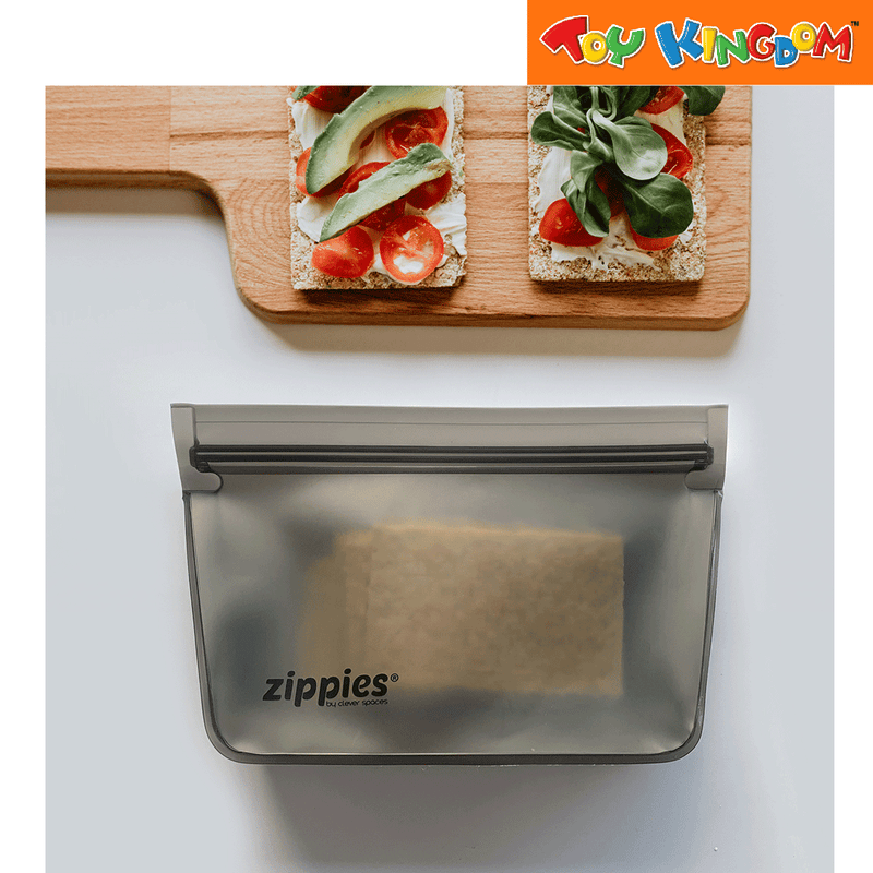 Zippies Steel Gray 3 pcs Large Reusable Stand-Up Storage Bags
