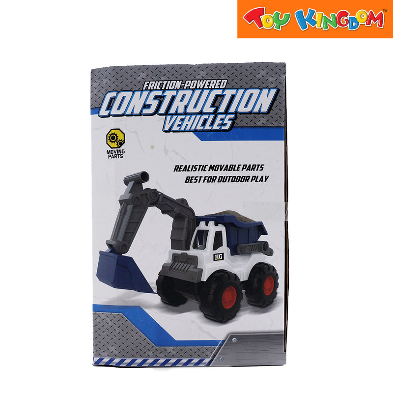 Dream Machine Friction Powered Construction Blue Dump Truck with Back Hoe