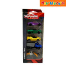 Majorette Street Cars Violet, Green, Yellow,Truck and Loader 5 Pack Vehicle Playset