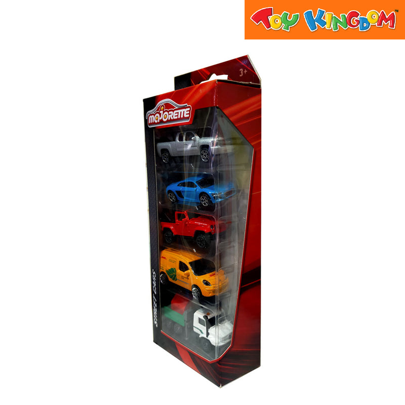 Majorette Street Cars Silver, Blue, Red, Orange and White-Green 5 Pack Vehicle Playset