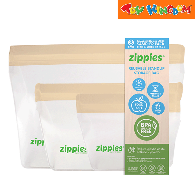 Zippies Color Linen Dreams Sampler Pack Peach Stand-Up Reusable Bags