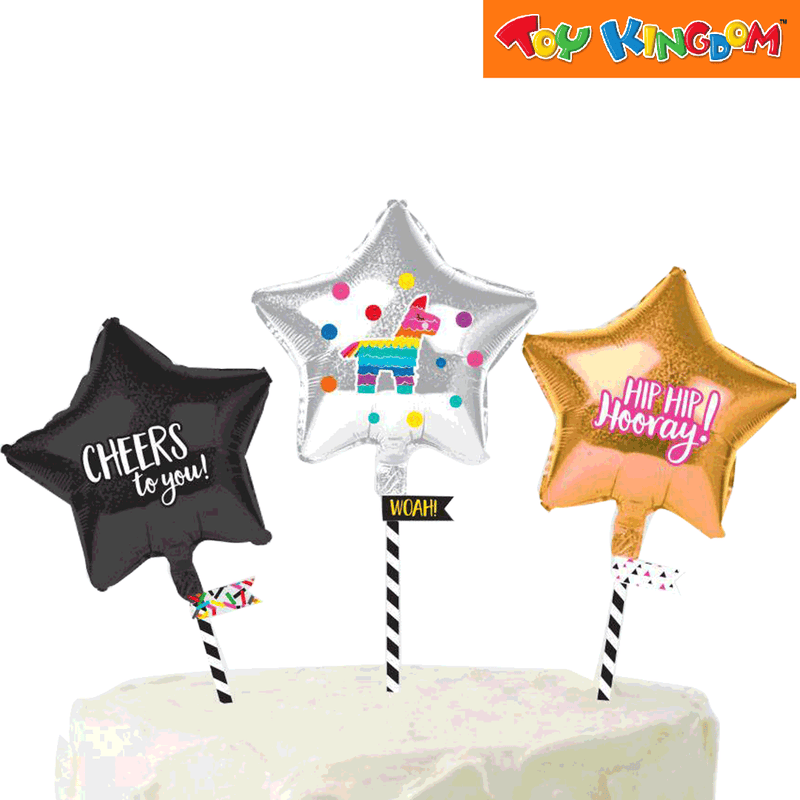 Hallmark Party! Party! Black/Rosegold/Silver Mini Balloon Cake Toppers