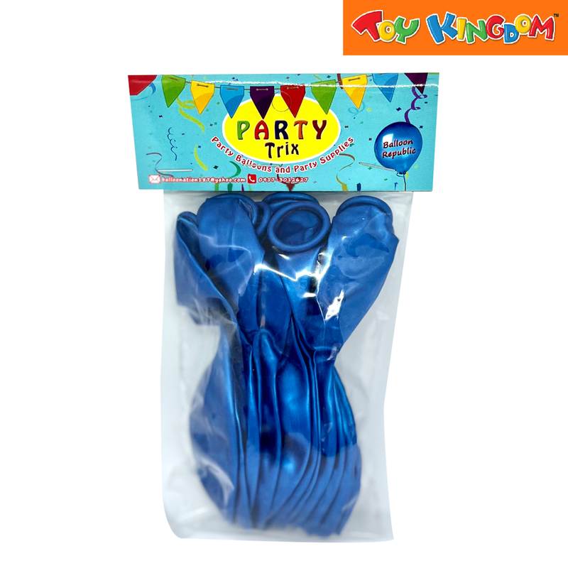 Blue 12 pcs 11 inch Plain Metallic Latex Balloons