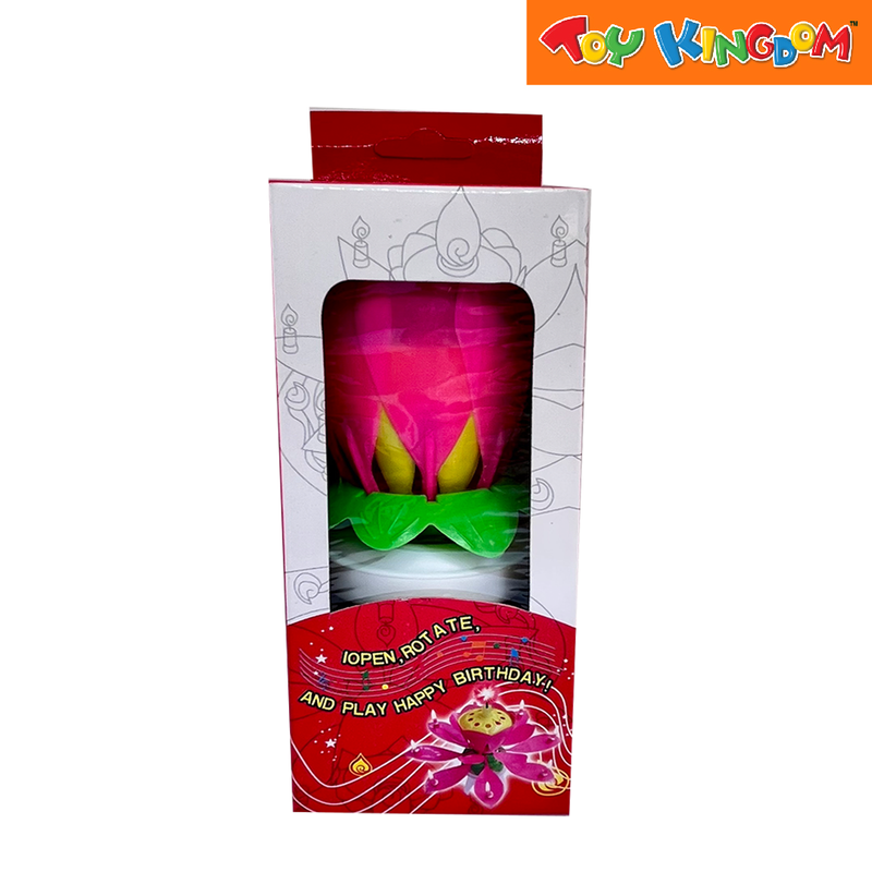 Rotating Lotus Flower Cake Candle with Music