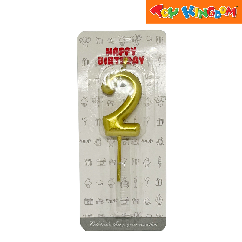 Gold No. 2 Cake Number Candle