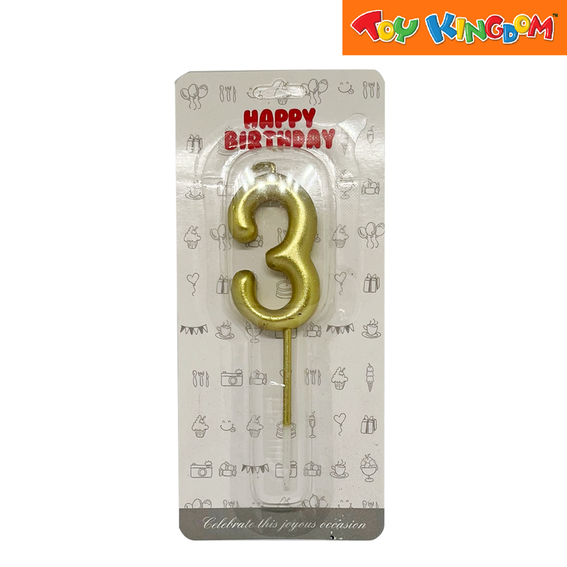 Gold No. 3 Cake Number Candle