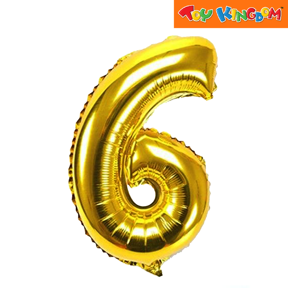 Gold No. 6 Foil Balloon Toy Kingdom