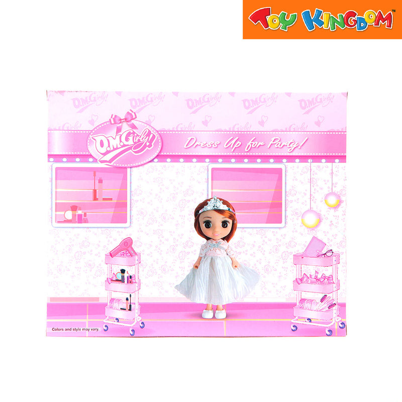 O.M.Girly Dress Up for Party Violet Dress Doll with Dresser Playset