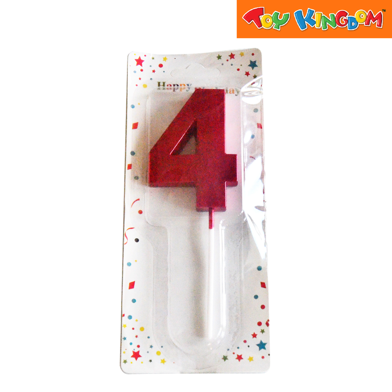 Red No. 4 Cake Number Candle